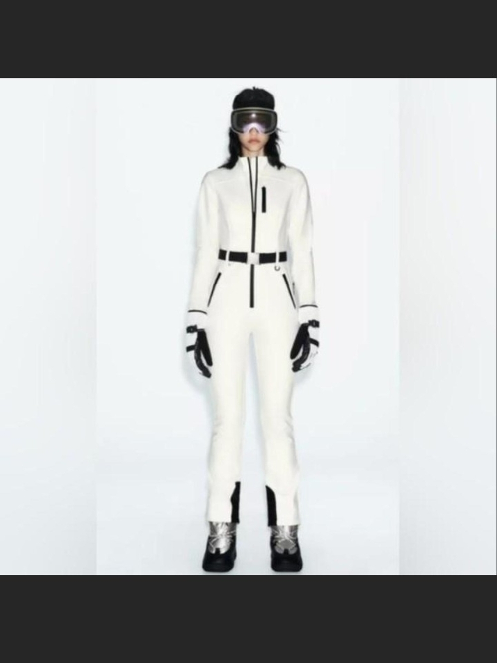 Zara White Ski Jumpsuit with Black Trim NWOT